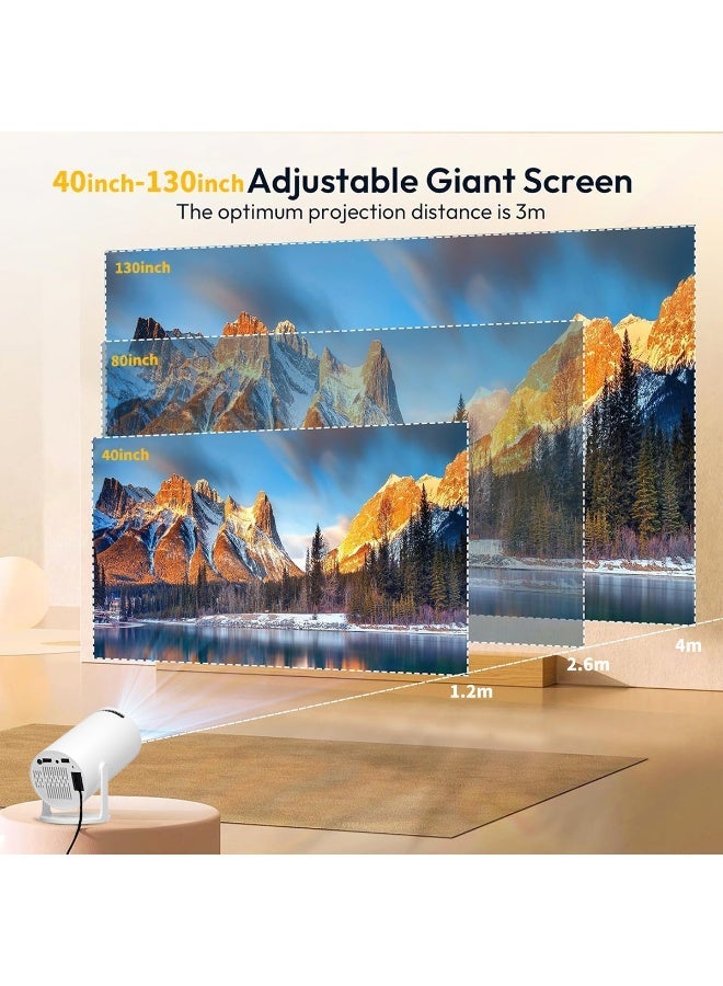 بدريون جهاز عرض بروجكتور جديد  يدعم دقة 4K Full HD، ذاكرة وصول عشوائي 16 جيجابايت + 2 جيجابايت، نظام تشغيل أندرويد 12 ذكي، متوافق مع نتفليكس، تطبيقات مدمجة، شاشة 130 بوصة، واي فاي 6، دوران 180 درجة، تصحيح تلقائي للتشويه، مسرح منزلي ومكتبي محمول - Image 5